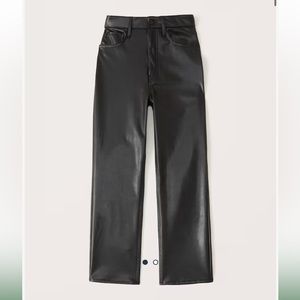 Abercrombie & Fitch Black Faux Leather Ankle Straight High Rise Pant 26 2L